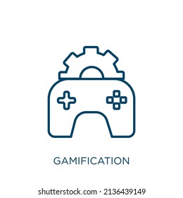 gamification icon. Thin linear gamification outline icon isolated on white background. Line vector gamification sign, symbol for web and mobile