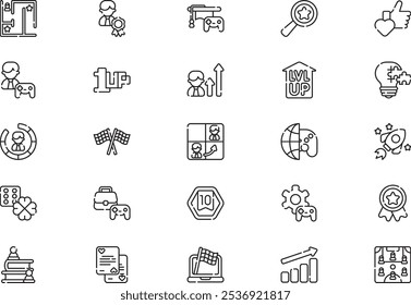 Gamification icons collection is a vector illustration with editable stroke.