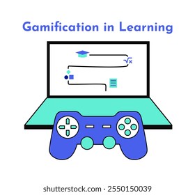 Gamificação no ícone Aprendizagem. Ícone Inteligência Artificial na Educação. Ilustração do ícone de e-learning. Educação e aprendizagem com IA.