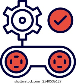 Gamification Line Red Filled Vector Icon Design