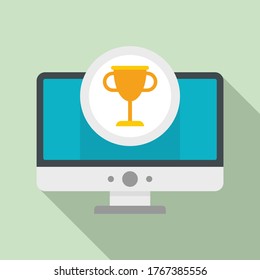 Gamification monitor cup icon. Flat illustration of gamification monitor cup vector icon for web design
