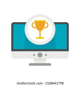 Gamification monitor cup icon. Flat illustration of gamification monitor cup vector icon isolated on white background