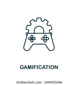 Gamification outline icon. Thin line concept element from content icons collection. Creative Gamification icon for mobile apps and web usage.