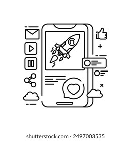 Gamification Outline Icon, Vector illustration