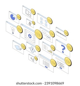 Gamification technology in learning and education. LMS. Incrise engagment and motivation in online course. Incorporating entertainment game elements in instructional design. Vector illustration.