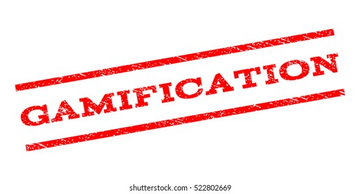 Gamification watermark stamp. Text caption between parallel lines with grunge design style. Rubber seal stamp with scratched texture. Vector red color ink imprint on a white background.