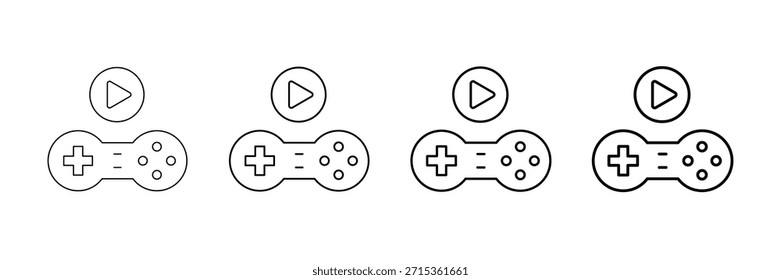 Gamified Icons Vektorgrafik-Set in verschiedenen Strichlinienstilen