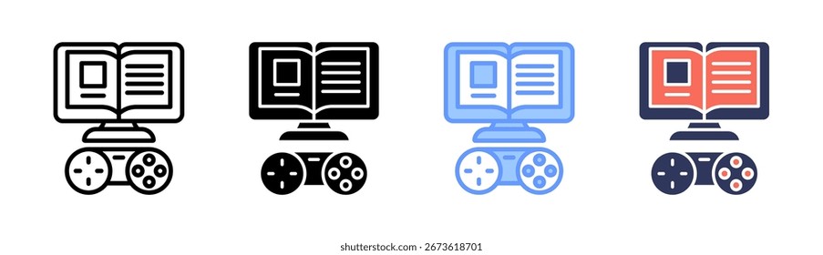 Gamified Learning Icon Set Multiple Style Collection