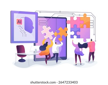 Gamified Team Building Apps conceito abstrato vetor ilustração. Aplicativos móveis com elementos de gamificação fortalecem a coesão da equipe e o engajamento. metáfora abstrata.