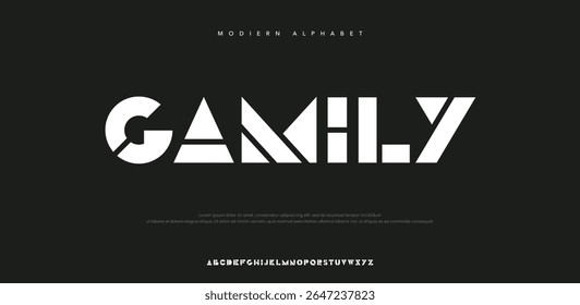 Gamily Modern abstract digital alphabet colorful font minimal technology typography creative urban. vector illustration	