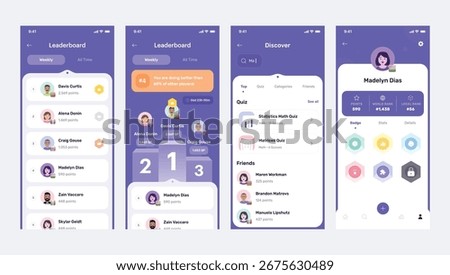 Gaming App Leaderboard Screen with User Ranking and Podium