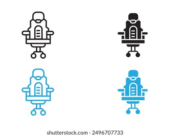 Gaming armchair icon black and white vector outline sign