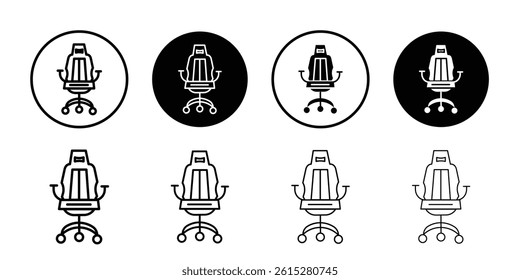 Gaming armchair icon Flat simple outline set
