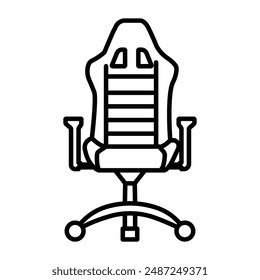 Gaming armchair linear logo mark in black and white