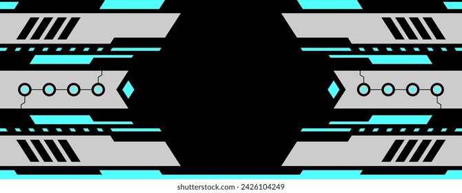 
gaming background banner design in gray and light blue with free space for text.