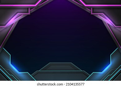 Gaming background blue and purple with element