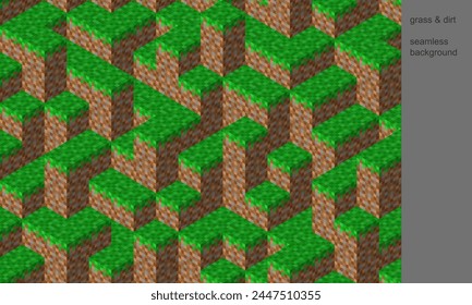 Gaming background pixels. The grass cube is green and the dirt cube is brown. The image is a representation of the different textures