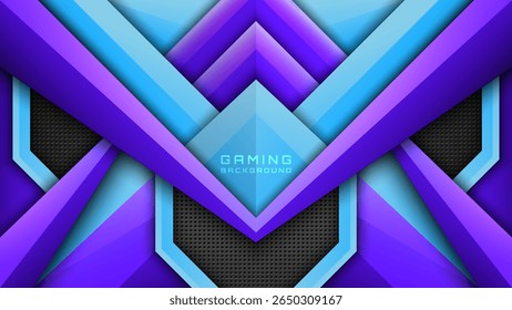 Gaming Background in Purple and Sky Blue, Abstract Esports Backdrop, Streaming Banner Design