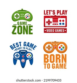 Gaming badge label flat design logo collection