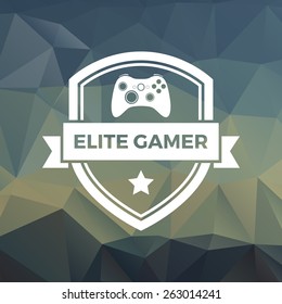 gaming badge on trendy triangle background