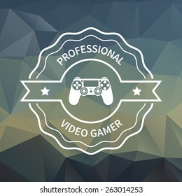 gaming badge on trendy triangle background