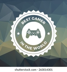 gaming badge on trendy triangle background