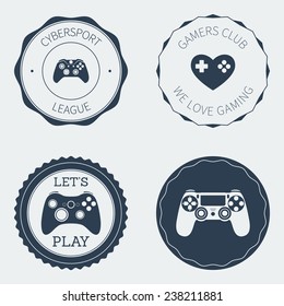 gaming badges and labels with gamepads