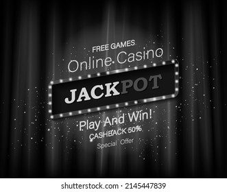 A gaming banner for an online casino in black and white. Vector illustration.