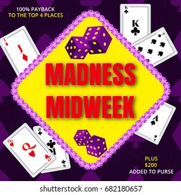 Gaming  banner for online casino, poker, roulette, slot machines, card games. Elements for gambling