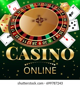 Gaming  banner for online casino, poker, roulette, slot machines, card games. Elements for gambling