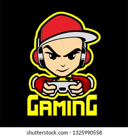 GAMING BOY HEADPHONES LOGO VECTOR, LOGO GAMING 