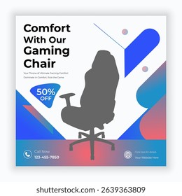 Gaming chair brand product promotion social media post design banner template
