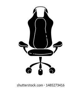 Gaming chair glyph icon. Esports equipment. Computer chair. Silhouette symbol. Negative space. Vector isolated illustration