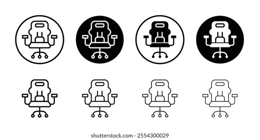 Gaming chair icon Black and white outline vector