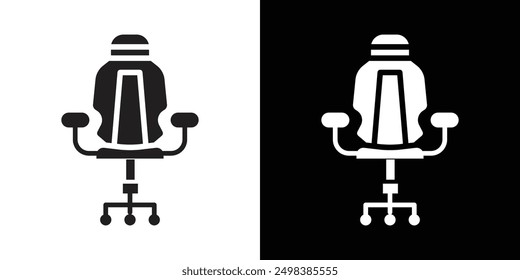 Gaming chair icon flat line symbol set.