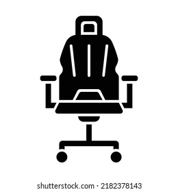 Gaming Chair icon, full black. Suitable for content design, poster, banner, or video editing needs