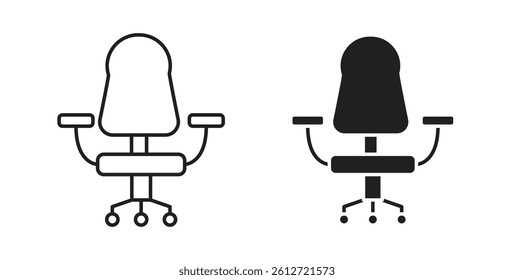 Gaming chair icons in black fill and line style