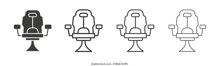 Gaming chair icons set vectors graphic designs