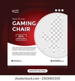 Gaming chair sales social media post. New arrival and Comfort modern gaming chair sale instagram and web banner template promotion design. gaming chair promotion sales social media post.