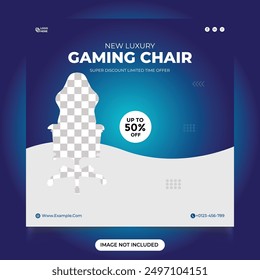 Gaming Chair Social Media Post design Template. New luxury gaming chair design. Product sell Social Media Post design for Ads. Comfort gaming chair social media and  Instagram post banner.
