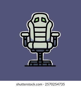 gaming chair vector design illustration with slightly greenish color, plain dark background.