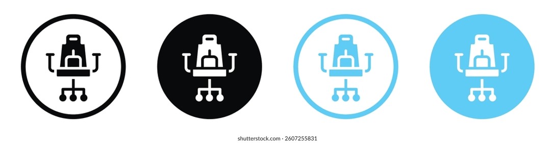 Gaming chair vector icons in black and blue colors