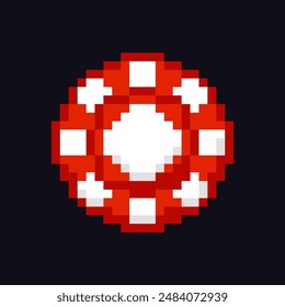 Gaming chips 8-bit icon, gaming chips pixel item for game interface, gaming chips game element resource.