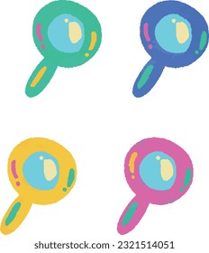Gaming Color Magnifying Glass Hand Drawn Simple Illustration Set	
