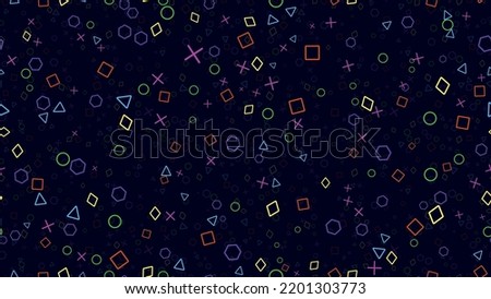 gaming colorful seamless pattern with geometric objects