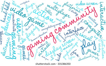 Gaming Community word cloud on a white background. 