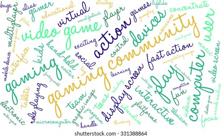 Gaming Community word cloud on a white background. 