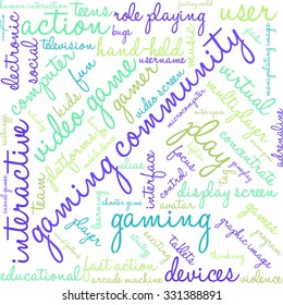 Gaming Community word cloud on a white background. 