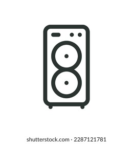 Gaming computer case isolated icon, modern PC case with fans vector icon with editable stroke 