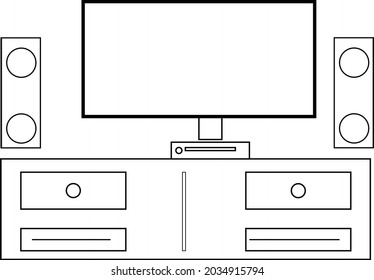 Gaming Computer Setup Vector Line Art